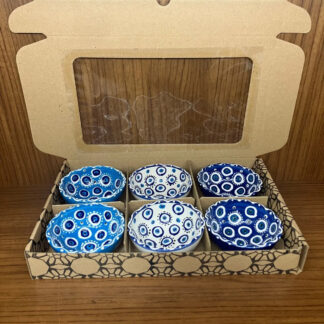 Nazar Boncuklu Kase Seramik Lokumluk Çerezlik Reçellik El Yapımı 6’lı Set