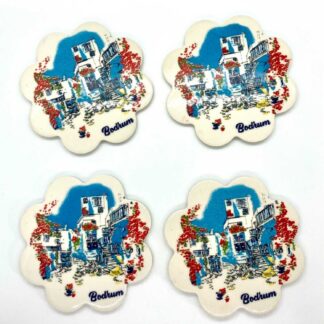 Seramik Bodrum Bardak Altı 4'lü Set